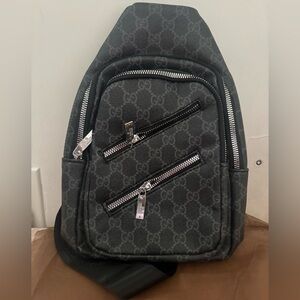 Designer Monogram Sling Bag - Black